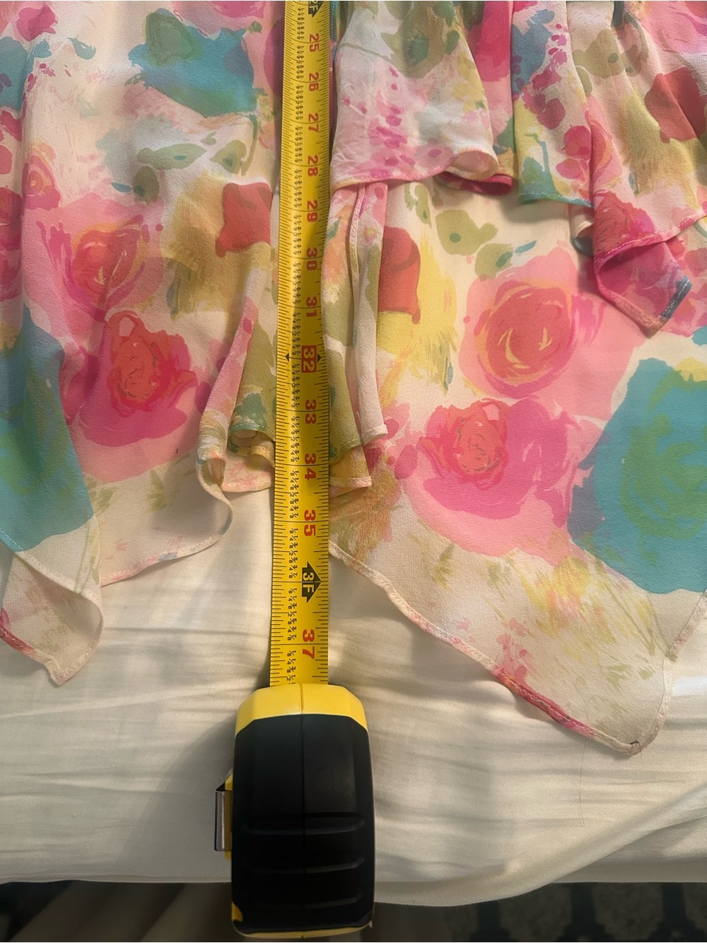 Dana Buchman silk lined skirt asymmetrical size 12 pink green watercolor $335 - Picture 13 of 16